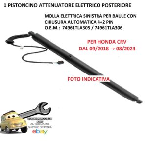 969 EHD100-L PISTONCINO ELETTRICO BAULE POSTERIORE SX CON CHIUSURA AUTOMATICA 4+2PIN PER HONDA CVR 09/2018-08/2023