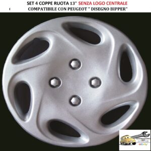 349 415.13 Per PEUGEOT “Disegno Bipper″ Set 4 Copricerchi 13” Universali (SENZA LOGO)