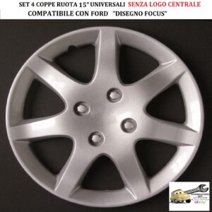 349 425.15 Per FORD “Disegno Focus″ Set 4 Copricerchi 15” Universali (SENZA LOGO)