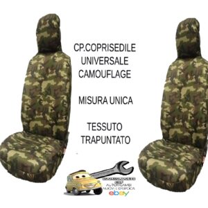 4 P/80 Coppia Coprisedili Anteriori Camouflage con Poggia testa in Tessuto Trapuntato