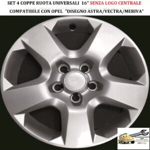 349 481.16 Per OPEL “Disegno Astra″ Set 4 Copricerchi Coppe Ruota 16” Universali