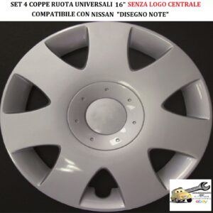 349 484.16 Per NISSAN “Disegno Note 2010″ Set 4 Copricerchi Coppe Ruota 16” Universali