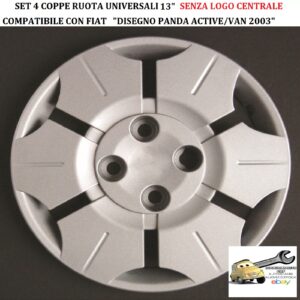 349 717.13 Per FIAT “Disegno Panda Active/Van 2003″ Set 4 Copricerchi Coppe Ruota 13” Universali (SENZA LOGO)