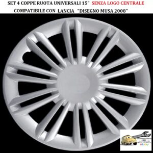 349 754.15 Per LANCIA “Disegno Musa 2008 ″ Set 4 Copricerchi Coppe Ruota 15” Universali (SENZA LOGO)