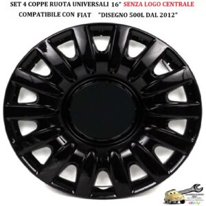 349 758.16 Per FIAT “Disegno 500L 2012 ″ Set 4 Copricerchi Coppe Ruota 16” Universali (SENZA LOGO)