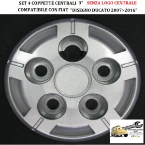 349 769.9 Per FIAT “Disegno Ducato 2007-2016″ Set 4 Coppette Ruota Centrali 9” Universali (SENZA LOGO)