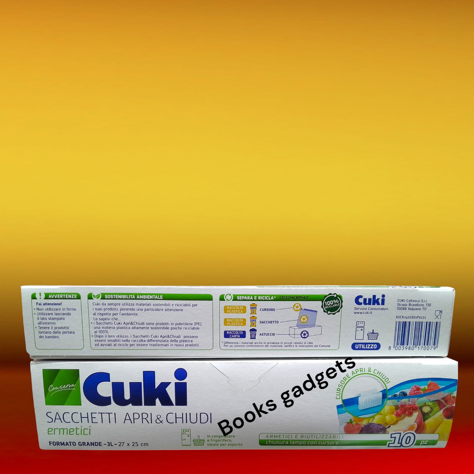 2 Confezioni Cuki Sacchetti Apri e Chiudi Ermetici 27x25cm per Frigo e Congelatore