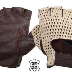 989 GV4XL Guanti Vintage Marroni con rete senza dita in Vera Pelle tg.XL Simoni Racing