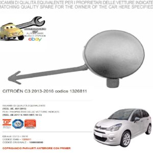 966 1326811 Per Citroen C3 dal 03/2013-08/2016 Coprigancio Paraurti Anteriore Primer 1609966080