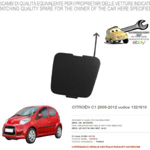 966 1321810 Per Citroen C1 dal 01/2009-01/2012 Coprigancio Griglia Centrale Paraurti Anteriore 7422A3