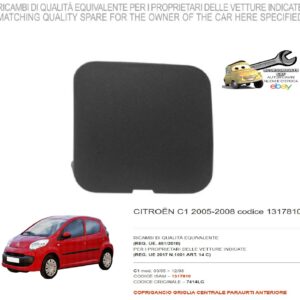 966 1317810 Per Citroen C1 dal 03/2005-12/2008 Coprigancio Griglia Centrale Paraurti Anteriore 7414LG