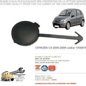 966 1305811 Per Citroen C3 dal 09/2005-11/2009 Coprigancio Paraurti Anteriore Primer 7414PC