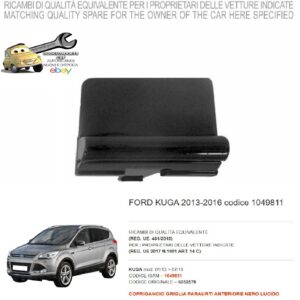 966 1049811 Per Ford Kuga 01/2013-07/2016 Coprigancio Griglia Paraurti Anteriore Nero Lucido 5252579