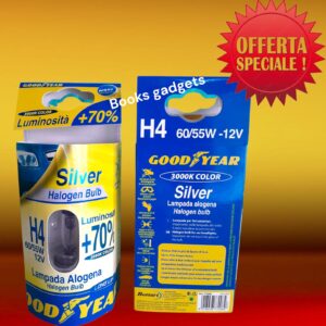 8016038770084 GOODYEAR Lampada Lampadina Alogena H4 60/55W P43T Luce Bianca + 70% Luminosita'