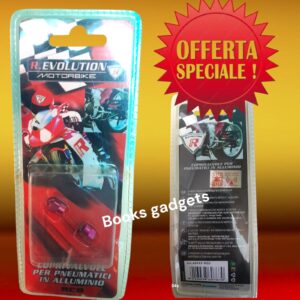 8016038607670 Coppia Coprivalvole Tappini Moto Scooter Alluminio YEH, Rosso Design Sportivo