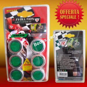 8016038608295 6 pz Catarifrangenti adesivi Verdi per Moto Scooter visibili durante la Notte 34mm