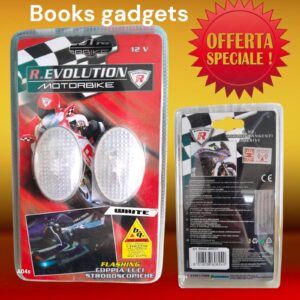 8016038601487 Coppia Luci Led Strobo BIANCO Adesive FLASHING per Ruote Moto Scooter 12V