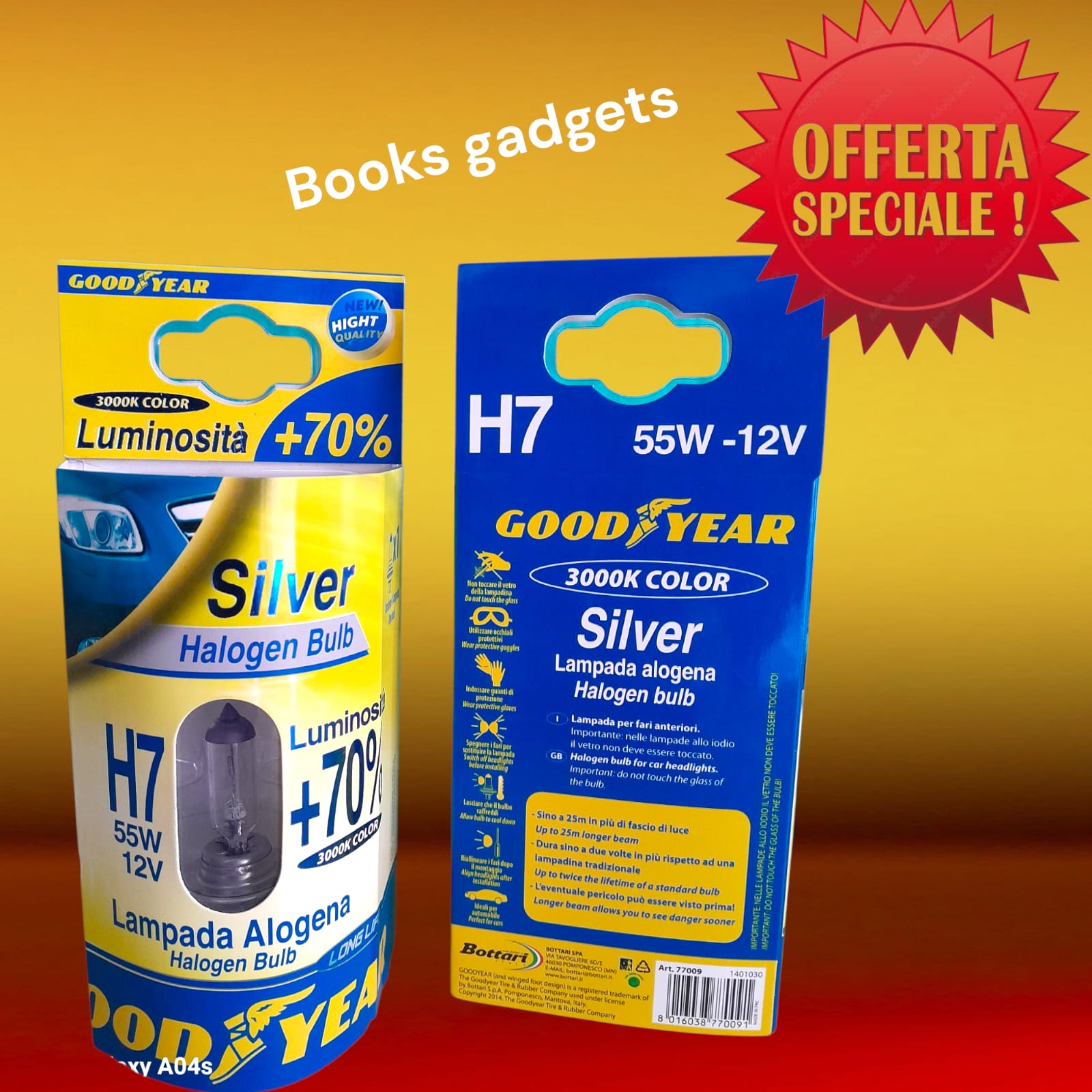 8016038770091 GOODYEAR Lampada Lampadina Alogena H7 12V 55W x Fari Anteriori + 70% Luminosita'
