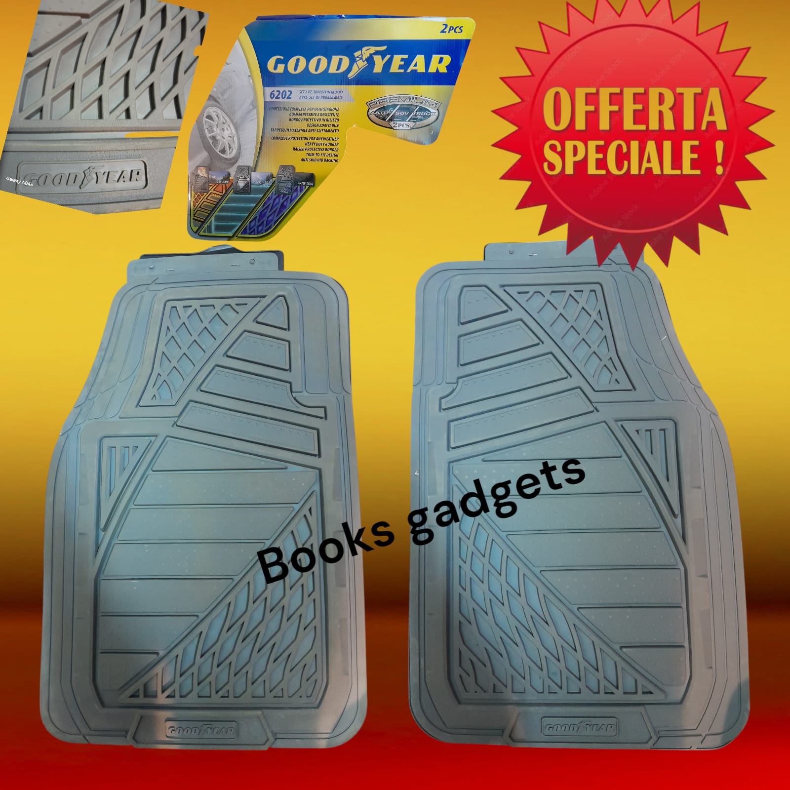 8016038770985 Goodyear Coppia Tappetini in Gomma Anteriori Sagomabili Grigio Auto Suv Truck