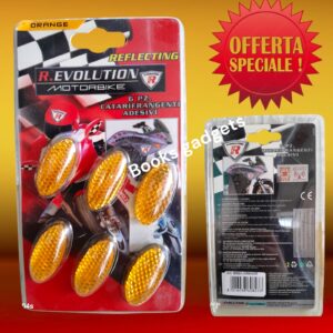 8016038608233 6 pz Catarifrangenti adesivi Arancione per Moto Scooter Visibili durante la Notte