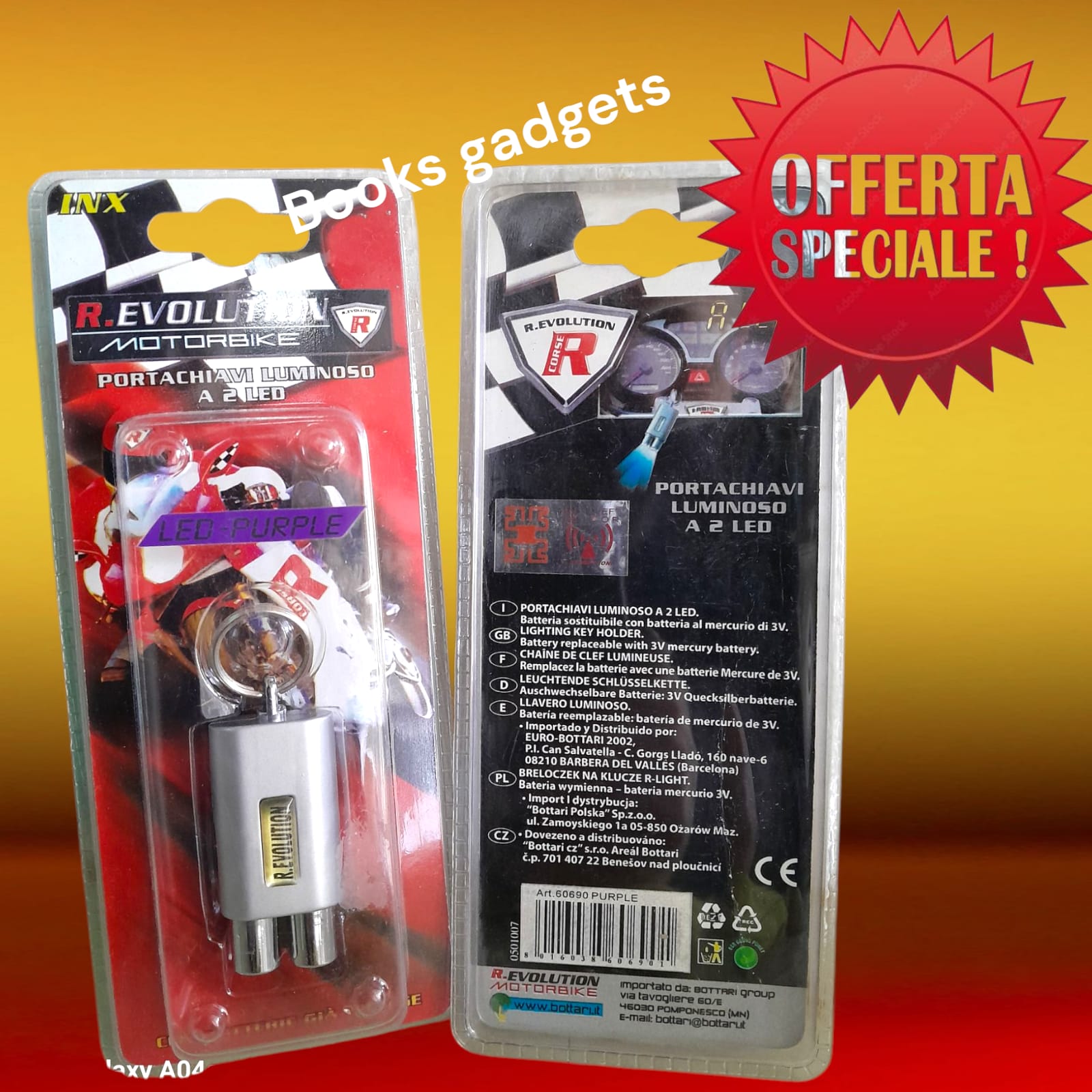 8016038606901 Portachiavi Moto Auto a Due Led Viola Luminoso per personalizzare le tue Chiavi