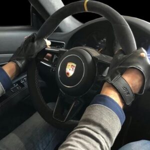 989 GV1L Guanti Vintage Neri rete senza dita in Vera Pelle Confortevole tg.L Simoni Racing