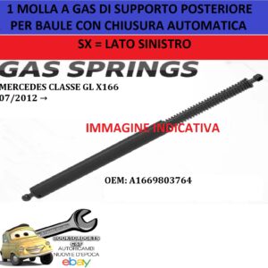 969 EMB101-L Per Mercedes GL (X166) dal 07/2012 Molla a gas di Supp. Post. Sx per Baule C/Chius Aut.