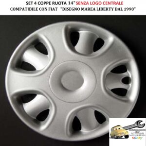 349 380.14 Per FIAT “Disegno Marea Liberty dal 1998 ″ Set 4 Copricerchi 14” Universali (SENZA LOGO)