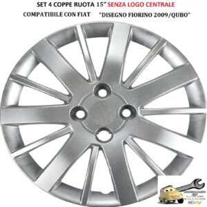 349 751.15 Per FIAT “Disegno Fiorino dal 2009″ Set 4 Copricerchi 15” Universali (SENZA LOGO)