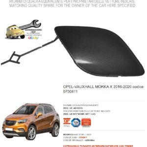 966 0750811 Per Opel Mokka X 07/2016-10/2020 Coprigancio Paraurti Anteriore Superiore Primer 42506904