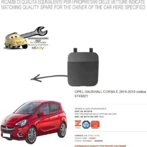 966 0745821 Per Opel Corsa E 11/2014-11/2019 Coprigancio Paraurti Posteriore Primer 39042956