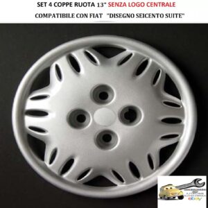 349 375.13 Per FIAT “Disegno Seicento Suite″ Set 4 Copricerchi 13” Universali (SENZA LOGO)