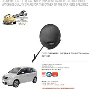 966 0711811 Per Opel Meriva A 03/2003-04/2006 Coprigancio Paraurti Anteriore Primer 1405484-9165533