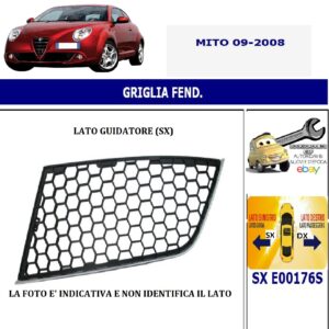 986 E00176S Per Alfa Romeo Mito dal 09/2008 Griglia Fendinebbia Sx 156084788-156085732
