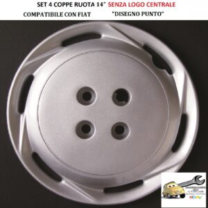 349 339.14 Per FIAT “Disegno Punto″ Set 4 Copricerchi 14” Universali (SENZA LOGO)