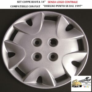 349 367.14 Per FIAT “Disegno Punto SX dal 1997″ Set 4 Copricerchi 14” Universali (SENZA LOGO)