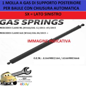 969 EMB100-L Per Mercedes GLE (W166) dal 04/2015 Molla a gas di Supp. Post. Sx per Baule C/Chius Aut.