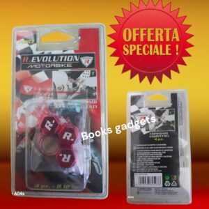 8016038605966 Kit 4 Copridadi anodizzati FORCE 12 Rosso 12mm Copribulloni Moto Design Sportivo
