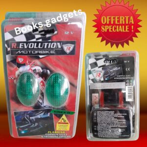 8016038601470 Coppia Luci Led Strobo VERDI Adesive FLASHING per Ruote Moto Scooter 12V