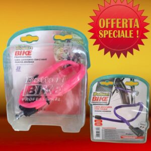8016038967507 Cavo Antifurto in Acciaio con Chiavi con Guaina Rosa di Protezione x Bici Bicicletta