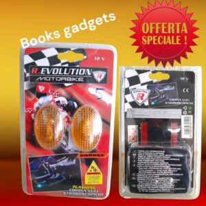 8016038601494 Coppia Luci Led Strobo ARANCIO Adesive FLASHING per Ruote Moto Scooter 12V