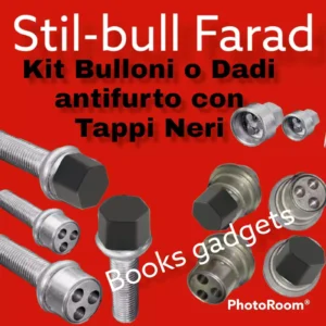 Per Fiat 500e dal 2021 Kit Bulloni Antifurto NERI Stil-Bull Farad Cerchi Acciaio