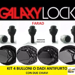 AC1C/M NERI Per MG Motor ZR Kit Dadi Antifurto NERI Galaxy Lock Farad per Cerchi in Lega