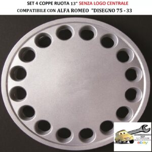 Per ALFA ROMEO “Disegno 33″ Set 4 Copricerchi 13” Coppe Universali (SENZA LOGO)
