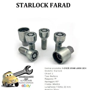 C1C/E Per MG Motor Astor dal 2019 Kit Bulloni Antifurto Starlock Farad per Cerchi Lega