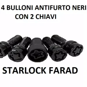 PP12/E NERI Per Audi Q6 e-Tron (GF) dal 2024 Kit Bulloni Antifurto NERI Starlock Cerchi in Lega