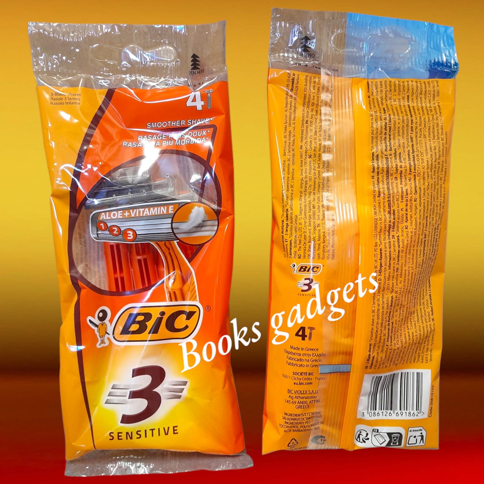 12 Confezioni (48 Rasoi) Bic Lametta Rasoio Sensitive a Tre Lame Rasatura Morbida
