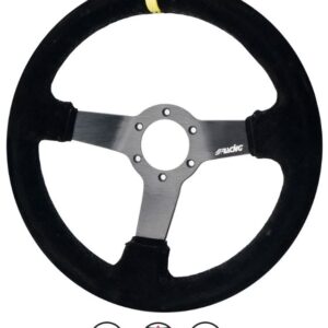 989 CAR/320C Volante Sportivo a Calice 47mm Carrera Camoscio Nero Riga Gialla Senza Pulsante