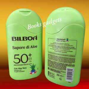 1 Flacone Bilboa Sapore di Aloe Abbronzante SPF 50 Protezione Alta Aloe Vera 200ml