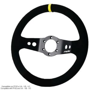 989 RALLY Volante sportivo a Calice Rally in camoscio Nero con Riga Gialla Ø320mm Simoni Racing